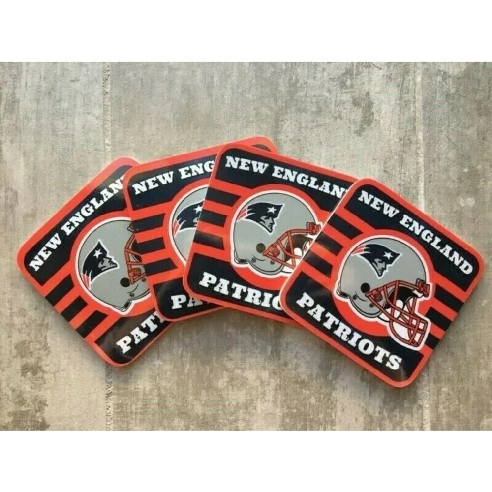 NEW ENGLAND PATRIOTS Helmet Logo Drink COASTERS Set of 4 MELAMINE Reusable